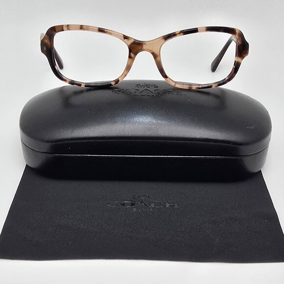 Coach HC6075Q 5322 Peach Tortoise Dark Brown Cat Eye Eyeglasses Frame w/ Case - Picture 1 of 16